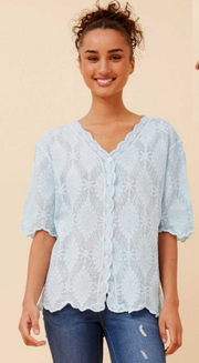 Caroline Morgan - LACE PATTERN SCALLOPED TOP