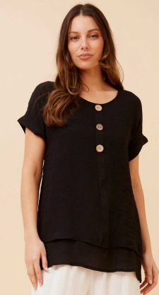 Caroline Morgan - SHORT SLEEVE TOP FEATURING 3 BUTTONS TO FRONT