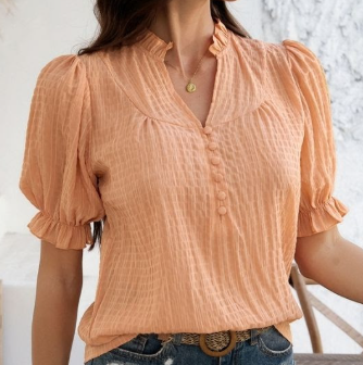 Mutig Fashion - TEXTURED PUFF SLEEVE BLOUSE