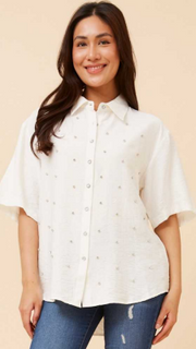 Caroline Morgan - DIAMANTE BUTTON FRONT SHIRT