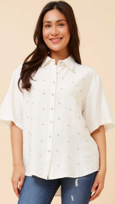 Caroline Morgan - DIAMANTE BUTTON FRONT SHIRT