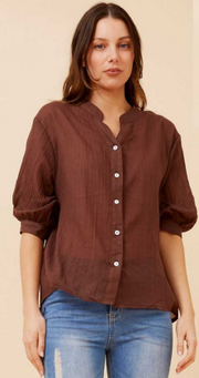 Caroline Morgan - 3/4 SLEEVE SHIRT WITH BACK BUTTON DETAIL