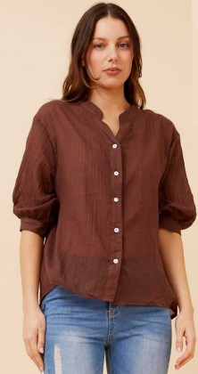 Caroline Morgan - 3/4 SLEEVE SHIRT WITH BACK BUTTON DETAIL