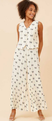 Caroline Morgan - IVORY & BLACK TOP AND PANT SET