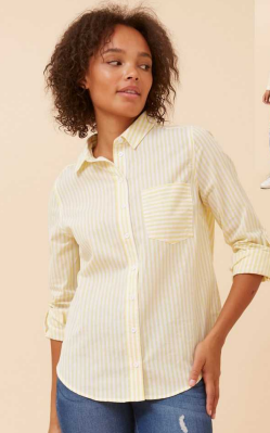 Caroline Morgan - LONG SLEEVE STRIPED  COTTON SHIRT